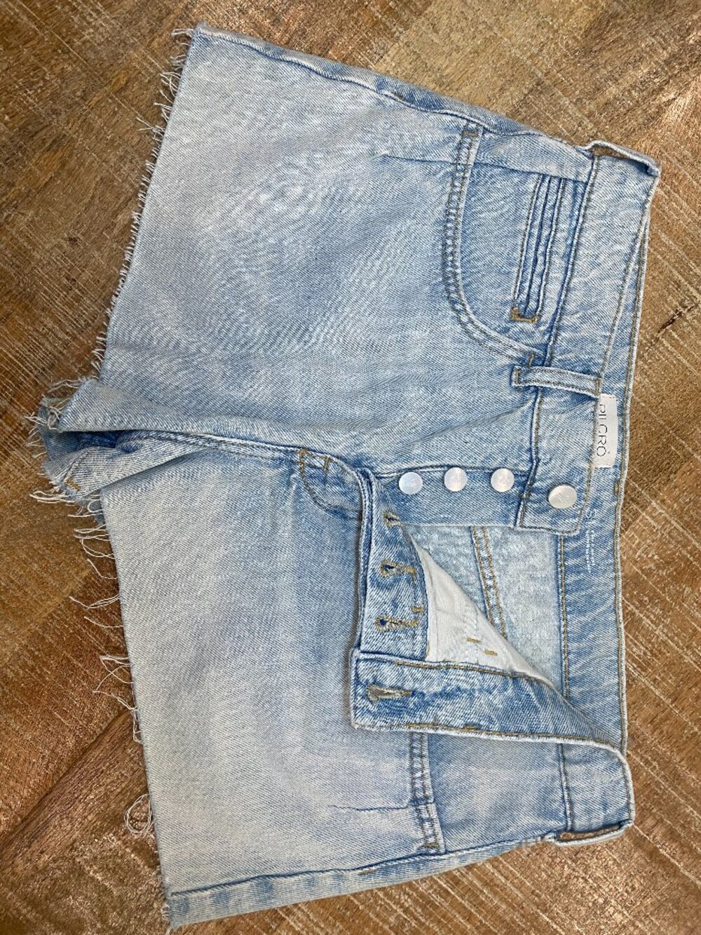 NWT Anthropologie Pilcro Sky Wash High Rise Frayed Hem Denim Shorts Sz 31